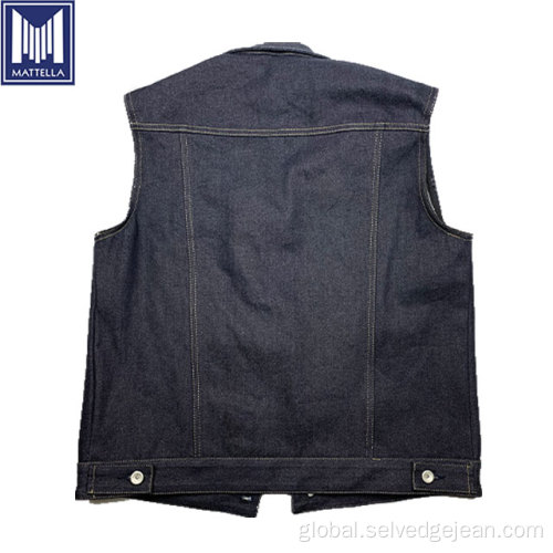 Custom Thick Heavy Vest thick 17oz 100% cotton sleeveless selvedge denim vest Supplier